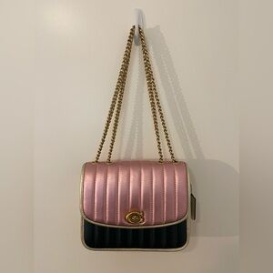 Coach Metallic Pink and Green Flap Bag